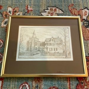 SOLD Original Vintage Ink Signed Linework Sketch